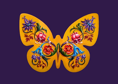 Yellow butterfly fileteado