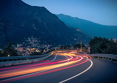 Blue Night trails car road