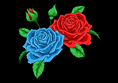 Red And Blue Rose