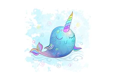 Cute Unicorn whale
