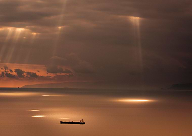 Rays of light on the sea
