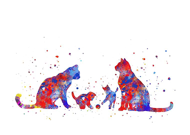 Mom dad and baby cats