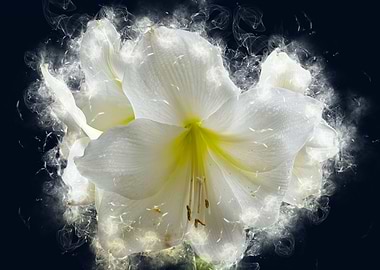 white amaryllis smoky