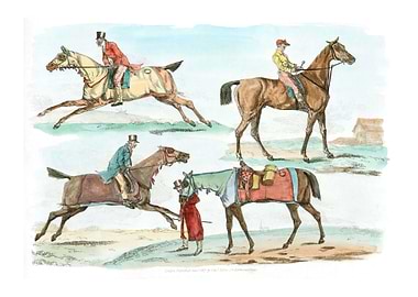 hunters training horses