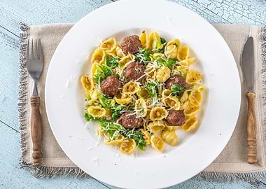 Meatball Pasta with kale