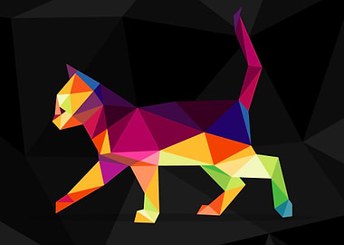 Cat in Colorful Abstract