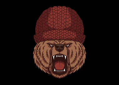 Angry bear head