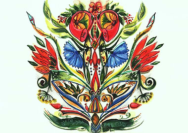 Watercolor fire flower