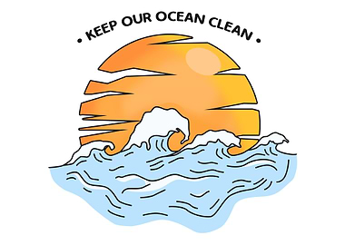 Sunset on the clean ocean