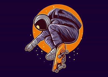Astronaut skateboarding