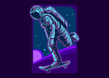 astronaut skateboarding