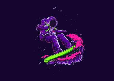 astronaut surfing space