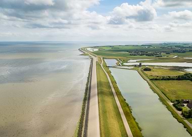 Aerial dyke shot on Texel