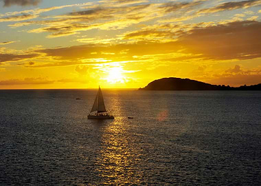 sunset sail away USVI