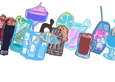 glasses of alcohol doodle