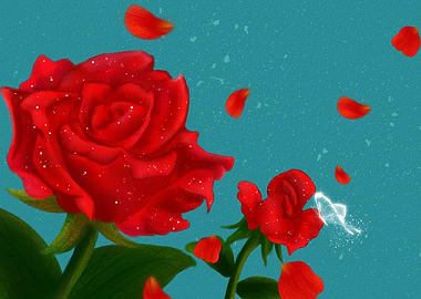 Red Roses with Butterfly