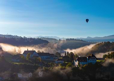 village town air balloon