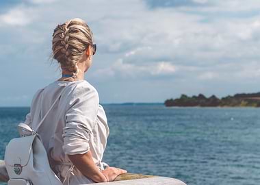 Woomen On Pier Near Beach