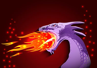 Violet dragon with flame