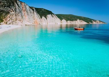 Small Red Boat On Clear Bl