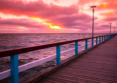 Sea Sunrise Sunset Pier Ba