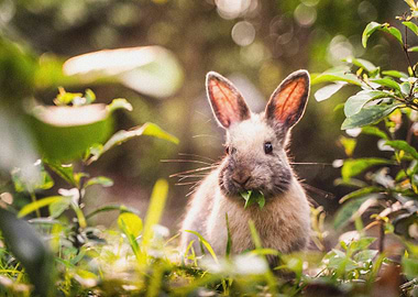 4k rabbit in forest bokeh