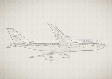 Hand Drawn Boeing 747
