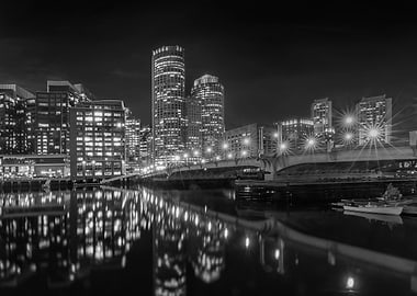 BOSTON Harborwalk at night