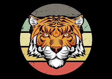 Tiger with colorful bg des