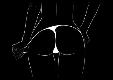 Naked Girl Ass Line Art