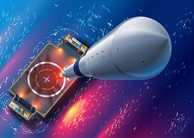 Rocket landing on drone