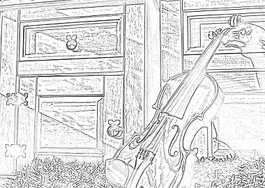 Vintage fiddle hand drawn