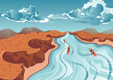 Rafting on mountain river