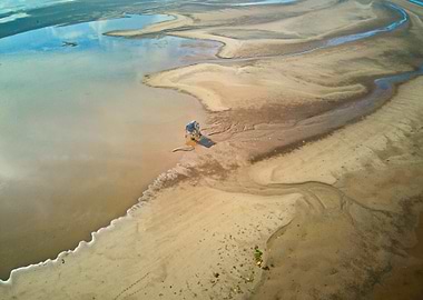 Sandbank viewed from drone