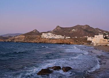 Pink Sky Sea Naxos village
