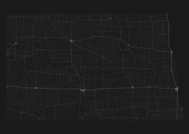 Roads of North Dakota Map