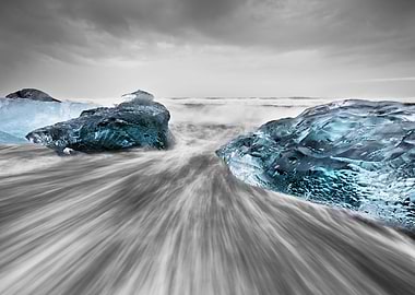 Ice blocks in the surf