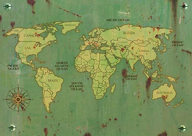 world map metal