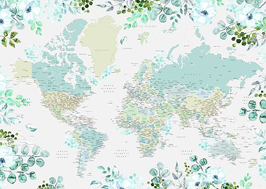 Marie floral world map