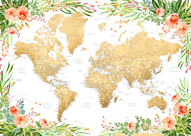 Blythe floral world map