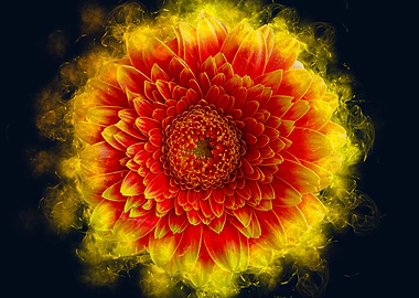 orange gerbera smoky