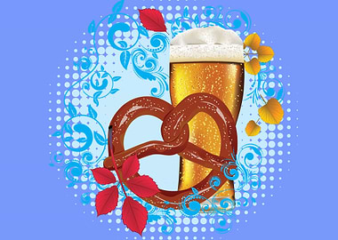 Cartoon Pretzel with Beer