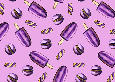 Macarons and blueberry ice