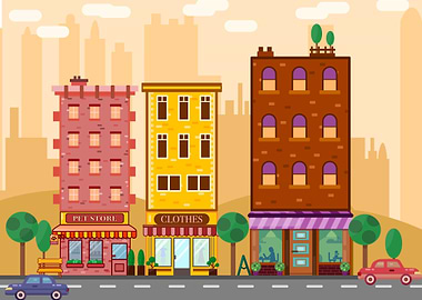 Sunset City Illustration