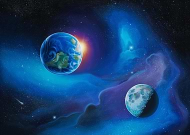Planet earth and moon