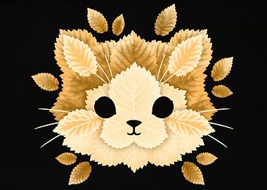 Cat of leaves