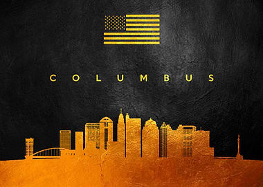 Columbus Ohio Gold Skyline