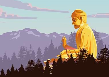 Buddha Statue in Forest