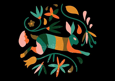 Bunny with flowers gift