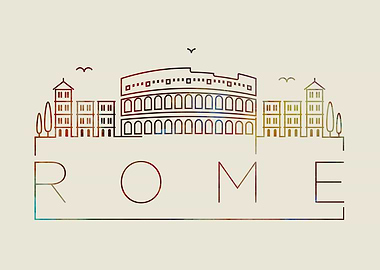 Rome Thin Line City Art